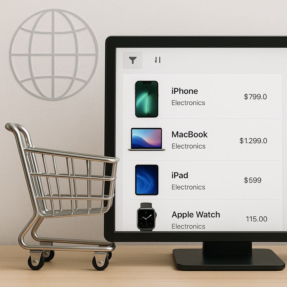 List of all products on the e-shop