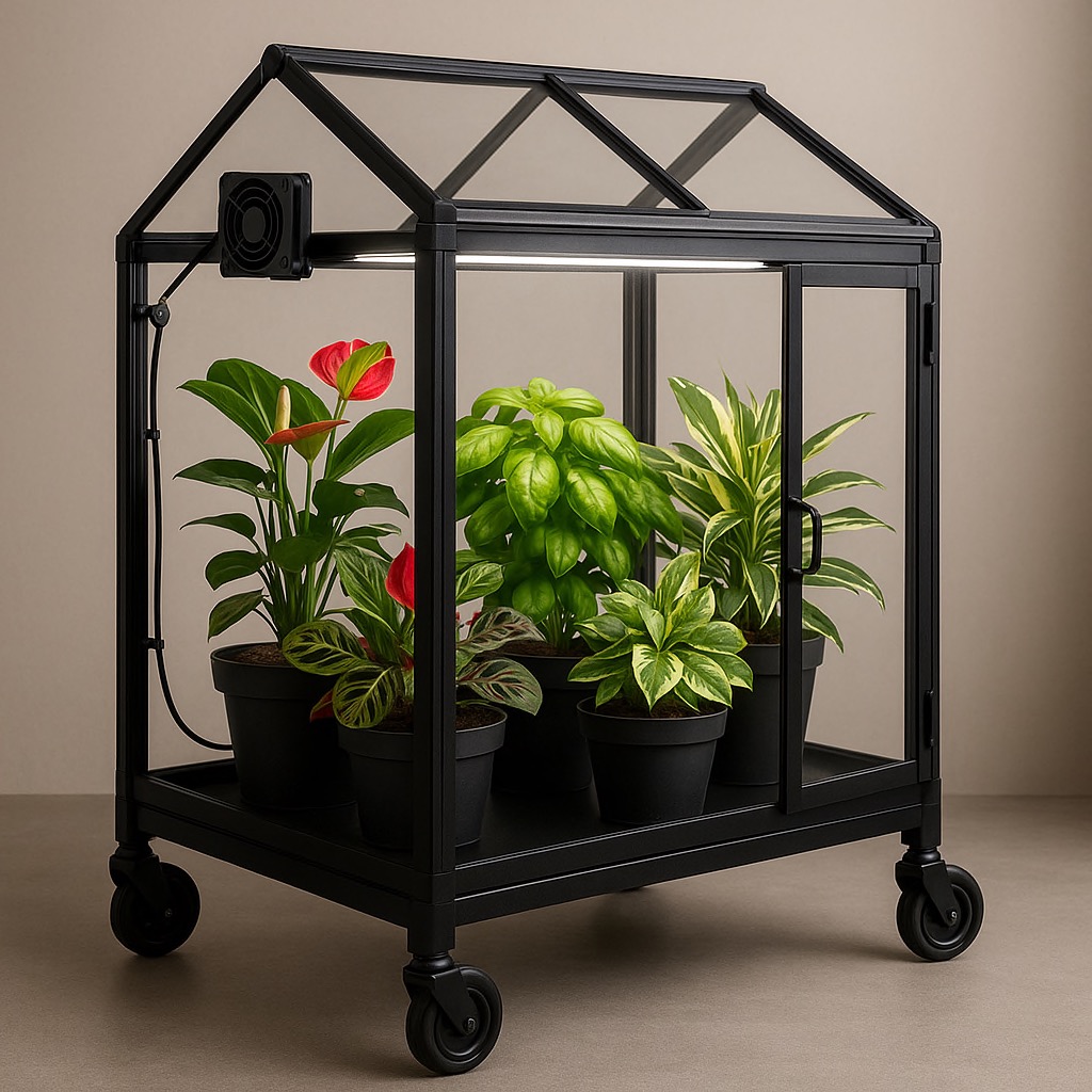 Presentation of an automated smart greenhouse designed to create optimal growth conditions for plants.